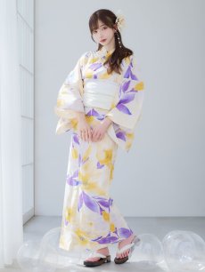 画像12: 【即日発送】鮮やか×大柄フラワー浴衣 【浴衣3点セット 浴衣/帯/下駄】 [YMT] (12)