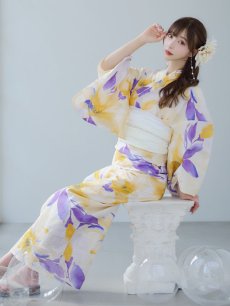 画像14: 【即日発送】鮮やか×大柄フラワー浴衣 【浴衣3点セット 浴衣/帯/下駄】 [YMT] (14)