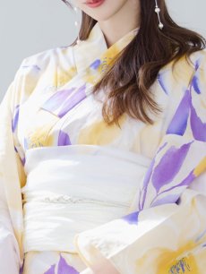 画像16: 【即日発送】鮮やか×大柄フラワー浴衣 【浴衣3点セット 浴衣/帯/下駄】 [YMT] (16)