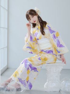 画像3: 【即日発送】鮮やか×大柄フラワー浴衣 【浴衣3点セット 浴衣/帯/下駄】 [YMT] (3)