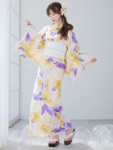 画像4: 【即日発送】鮮やか×大柄フラワー浴衣 【浴衣3点セット 浴衣/帯/下駄】 [YMT] (4)