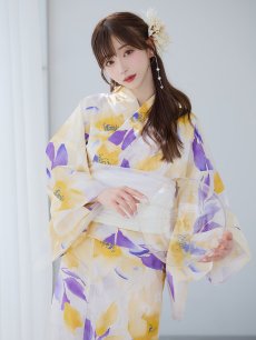 画像5: 【即日発送】鮮やか×大柄フラワー浴衣 【浴衣3点セット 浴衣/帯/下駄】 [YMT] (5)