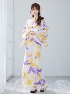 画像7: 【即日発送】鮮やか×大柄フラワー浴衣 【浴衣3点セット 浴衣/帯/下駄】 [YMT] (7)