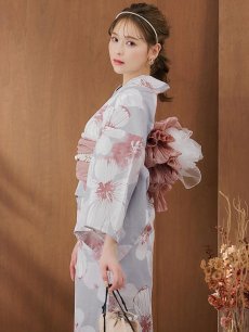 画像3: 【即日発送】シック大人フラワー浴衣 【浴衣3点セット 浴衣/帯/下駄】 [YMT] (3)