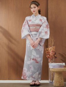 画像4: 【即日発送】シック大人フラワー浴衣 【浴衣3点セット 浴衣/帯/下駄】 [YMT] (4)