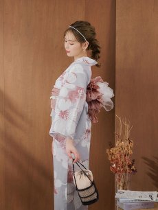 画像8: 【即日発送】シック大人フラワー浴衣 【浴衣3点セット 浴衣/帯/下駄】 [YMT] (8)