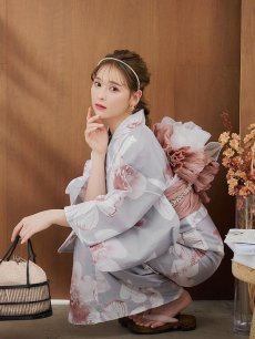 画像9: 【即日発送】シック大人フラワー浴衣 【浴衣3点セット 浴衣/帯/下駄】 [YMT] (9)