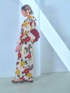 画像11: 【即日発送】モダン椿浴衣 【浴衣3点セット 浴衣/帯/下駄】 [YMT] (11)