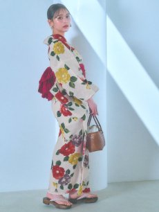 画像13: 【即日発送】モダン椿浴衣 【浴衣3点セット 浴衣/帯/下駄】 [YMT] (13)