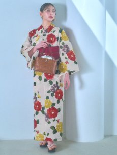 画像14: 【即日発送】モダン椿浴衣 【浴衣3点セット 浴衣/帯/下駄】 [YMT] (14)