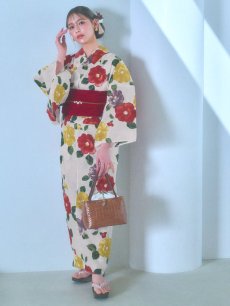 画像15: 【即日発送】モダン椿浴衣 【浴衣3点セット 浴衣/帯/下駄】 [YMT] (15)