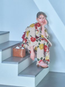 画像9: 【即日発送】モダン椿浴衣 【浴衣3点セット 浴衣/帯/下駄】 [YMT] (9)