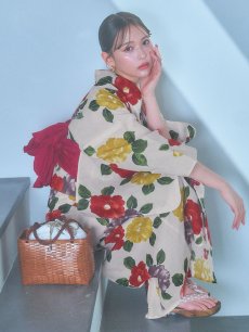 画像10: 【即日発送】モダン椿浴衣 【浴衣3点セット 浴衣/帯/下駄】 [YMT] (10)