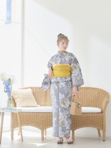 画像11: 【即日発送】グレー×フラワー浴衣 【浴衣3点セット 浴衣/帯/下駄】 [YMT] (11)