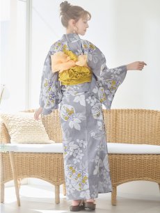 画像12: 【即日発送】グレー×フラワー浴衣 【浴衣3点セット 浴衣/帯/下駄】 [YMT] (12)