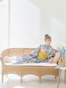 画像9: 【即日発送】グレー×フラワー浴衣 【浴衣3点セット 浴衣/帯/下駄】 [YMT] (9)