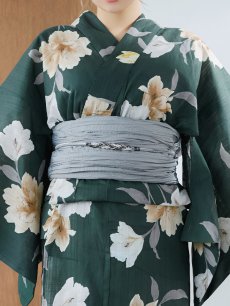 画像19: 【即日発送】ディープグリーン×イエローフラワー浴衣 【浴衣3点セット 浴衣/帯/下駄】 [YMT] (19)