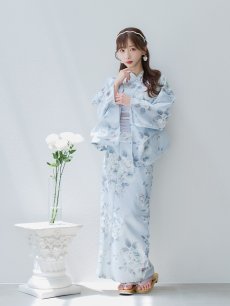 画像10: 【即日発送！】クラシカルローズブルー浴衣 【浴衣3点セット 浴衣/帯/下駄】 [YMT] (10)