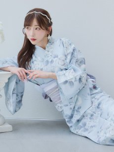 画像11: 【即日発送！】クラシカルローズブルー浴衣 【浴衣3点セット 浴衣/帯/下駄】 [YMT] (11)