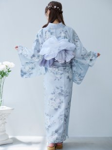 画像14: 【即日発送！】クラシカルローズブルー浴衣 【浴衣3点セット 浴衣/帯/下駄】 [YMT] (14)