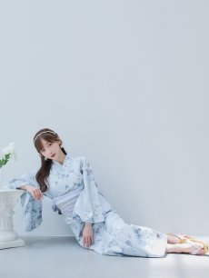 画像8: 【即日発送！】クラシカルローズブルー浴衣 【浴衣3点セット 浴衣/帯/下駄】 [YMT] (8)