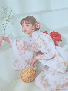 画像19: 【即日発送】クリームイエロー×オレンジ紫陽花浴衣 【浴衣3点セット 浴衣/帯/下駄】 [YMT] (19)