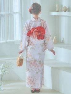 画像22: 【即日発送】クリームイエロー×オレンジ紫陽花浴衣 【浴衣3点セット 浴衣/帯/下駄】 [YMT] (22)