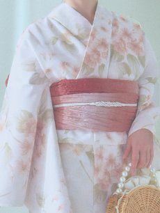 画像23: 【即日発送】クリームイエロー×オレンジ紫陽花浴衣 【浴衣3点セット 浴衣/帯/下駄】 [YMT] (23)