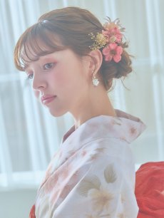 画像8: 【即日発送】クリームイエロー×オレンジ紫陽花浴衣 【浴衣3点セット 浴衣/帯/下駄】 [YMT] (8)