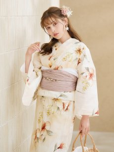 画像16: 【即日発送】アイボリーフラワー浴衣 【浴衣3点セット 浴衣/帯/下駄】 [YMT] (16)