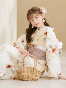 画像18: 【即日発送】アイボリーフラワー浴衣 【浴衣3点セット 浴衣/帯/下駄】 [YMT] (18)