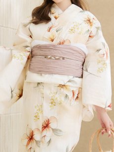 画像20: 【即日発送】アイボリーフラワー浴衣 【浴衣3点セット 浴衣/帯/下駄】 [YMT] (20)