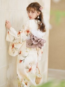 画像9: 【即日発送】アイボリーフラワー浴衣 【浴衣3点セット 浴衣/帯/下駄】 [YMT] (9)