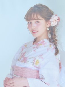 画像13: 【即日発送】水彩ピンクフラワー浴衣 【浴衣3点セット 浴衣/帯/下駄】 [YMT] (13)