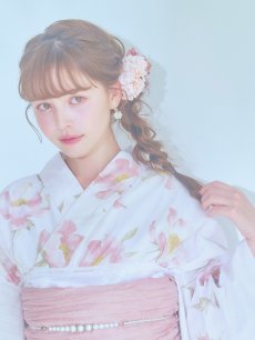 画像14: 【即日発送】水彩ピンクフラワー浴衣 【浴衣3点セット 浴衣/帯/下駄】 [YMT] (14)