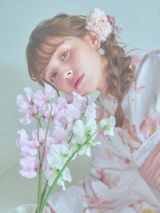 画像17: 【即日発送】水彩ピンクフラワー浴衣 【浴衣3点セット 浴衣/帯/下駄】 [YMT] (17)