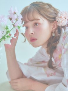 画像19: 【即日発送】水彩ピンクフラワー浴衣 【浴衣3点セット 浴衣/帯/下駄】 [YMT] (19)