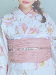 画像21: 【即日発送】水彩ピンクフラワー浴衣 【浴衣3点セット 浴衣/帯/下駄】 [YMT] (21)