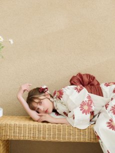 画像13: 【即日発送】レッドフラワーモダン浴衣 【浴衣3点セット 浴衣/帯/下駄】 [OF04] (13)