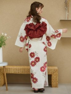 画像21: 【即日発送】レッドフラワーモダン浴衣 【浴衣3点セット 浴衣/帯/下駄】 [OF04] (21)