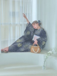 画像13: 【即日発送！】夜空×花火キラキラ浴衣 【浴衣3点セット 浴衣/帯/下駄】 [OF04] (13)