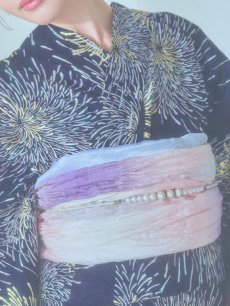 画像17: 【即日発送！】夜空×花火キラキラ浴衣 【浴衣3点セット 浴衣/帯/下駄】 [OF04] (17)