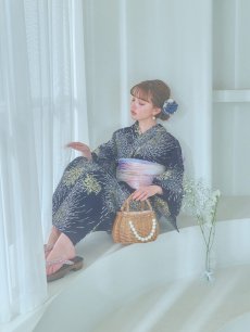 画像6: 【即日発送！】夜空×花火キラキラ浴衣 【浴衣3点セット 浴衣/帯/下駄】 [OF04] (6)