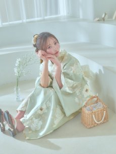 画像10: 【即日発送】くすみグリーン×ホワイトフラワー浴衣 【浴衣3点セット 浴衣/帯/下駄】 [YMT] (10)