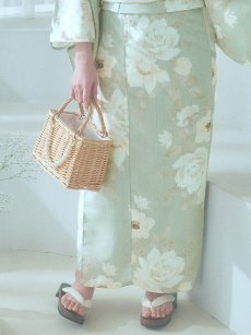 画像20: 【即日発送】くすみグリーン×ホワイトフラワー浴衣 【浴衣3点セット 浴衣/帯/下駄】 [YMT] (20)