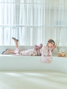 画像9: 【即日発送】ピンクベージュ×ホワイトローズ浴衣 【浴衣3点セット 浴衣/帯/下駄】 [YMT] (9)