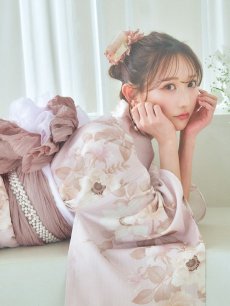 画像12: 【即日発送】ピンクベージュ×ホワイトローズ浴衣 【浴衣3点セット 浴衣/帯/下駄】 [YMT] (12)