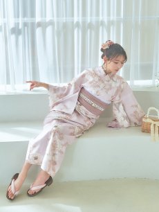 画像13: 【即日発送】ピンクベージュ×ホワイトローズ浴衣 【浴衣3点セット 浴衣/帯/下駄】 [YMT] (13)