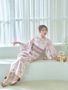 画像14: 【即日発送】ピンクベージュ×ホワイトローズ浴衣 【浴衣3点セット 浴衣/帯/下駄】 [YMT] (14)