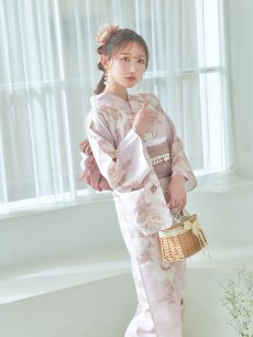 画像8: 【即日発送】ピンクベージュ×ホワイトローズ浴衣 【浴衣3点セット 浴衣/帯/下駄】 [YMT] (8)